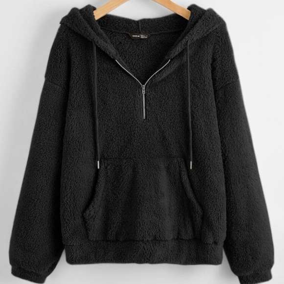 SHEIN Tops - Shein half zip teddy bear hoodie size large 8/10 NWOT